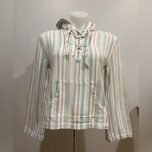 Roxy Striped Boho Hoodie with Front Pocket